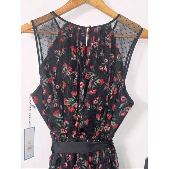 Draper James RSVP sleeveless clip dot tulle dress dainty floral black multi larg - Picture 10 of 11